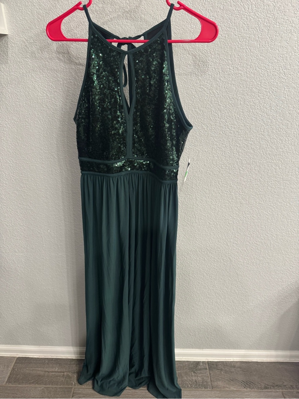 Night Way Collections Dark Green Sequin Halter Gown